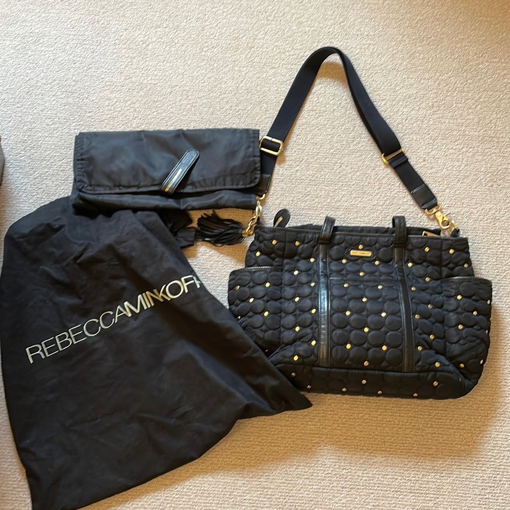 Rebecca Minkoff Marissa quilted & studded black diaper bag